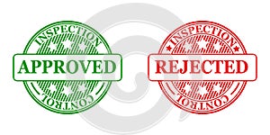 Approved and rejected stamp icon sign - vector